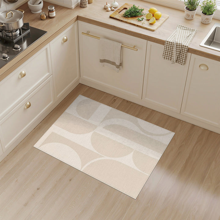 Abstract Beige Geometric Abstract Area Rug
