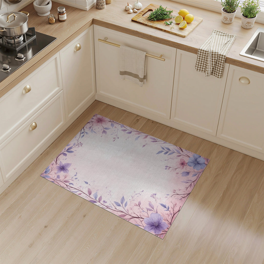 Pink Floral Vintage Washable Area Rug