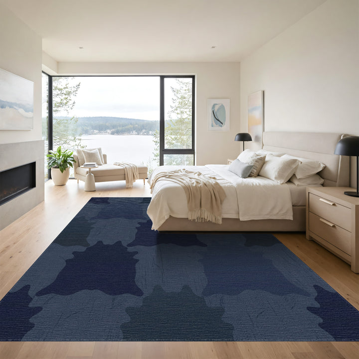 Deep Indigo Shaggy Hide Inlay Rug