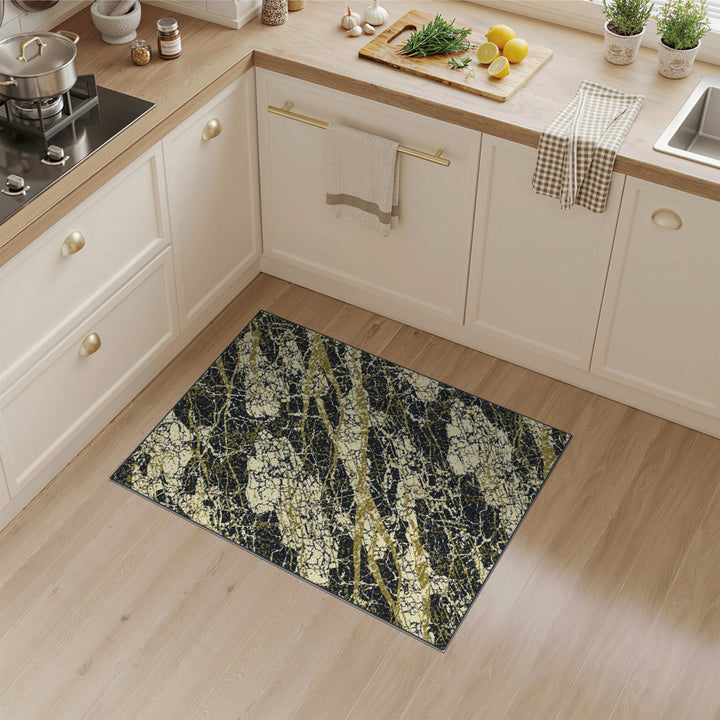 ODIKA Gold Marble Distressed Area Rug