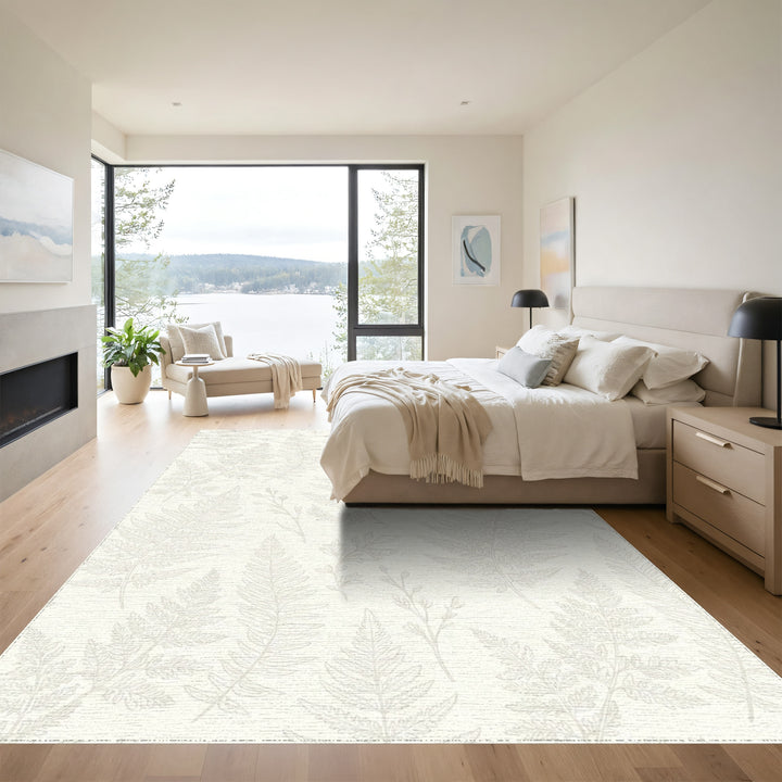 Ivory Fern Botanical Line Art Rug