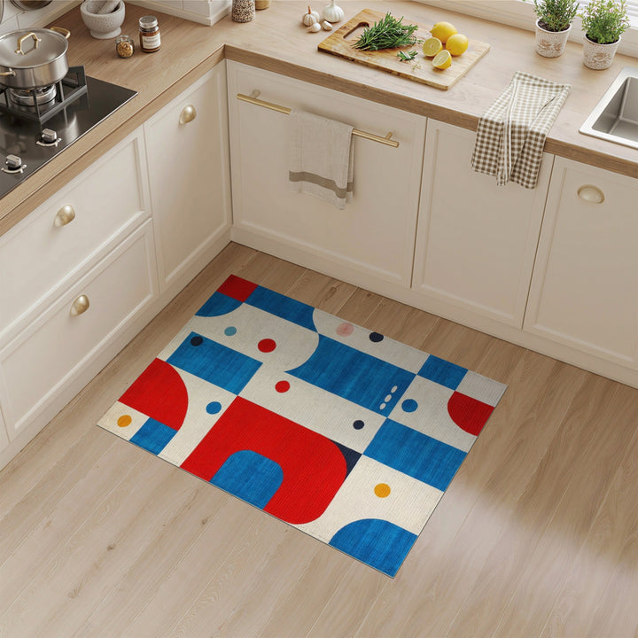 Geometric Modern Bold Geometric Red Blue Area Rug