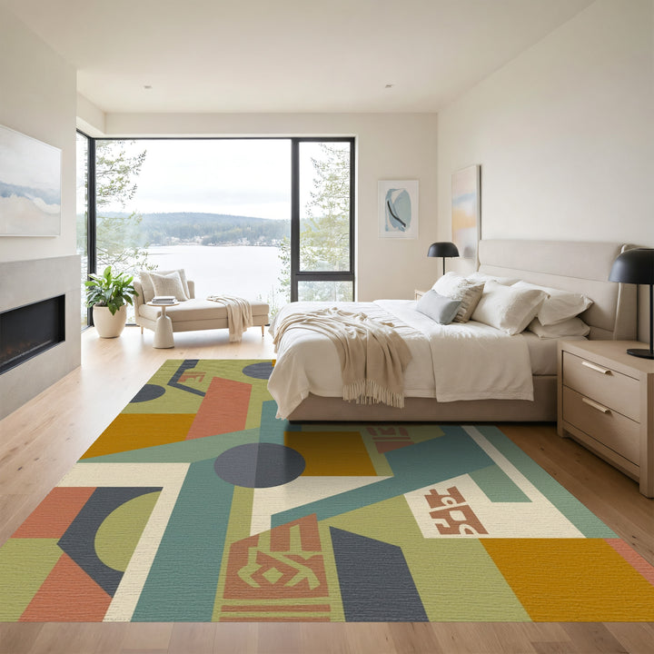 Abstract Geometric Terracotta Circles Rug