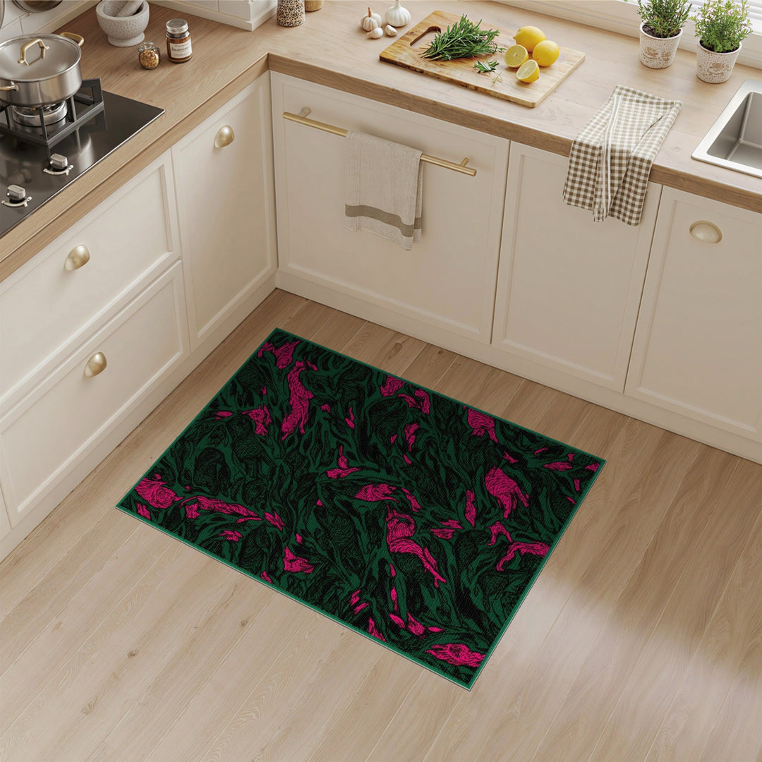Pink Rabbit Swirl Area Rug
