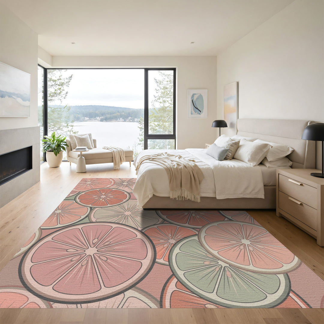 Rosy Citrus Slice Collage Rug