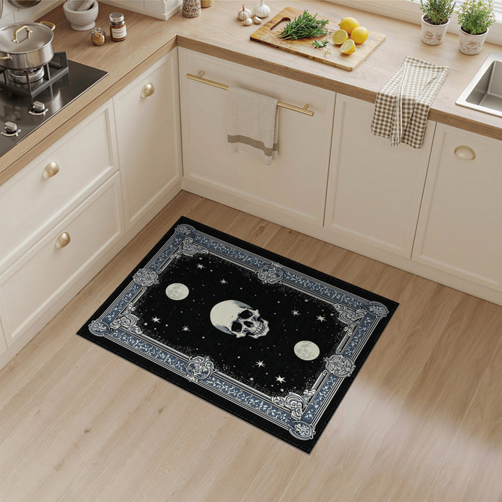 Floral Skull Moon Area Rug