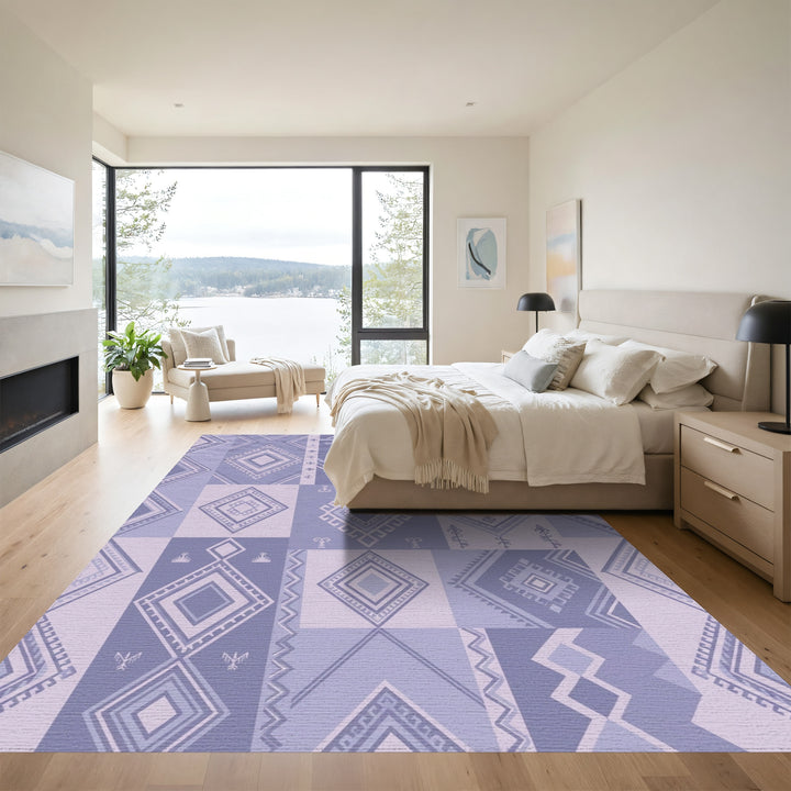 Lavender Geometric Diamond Patchwork Rug