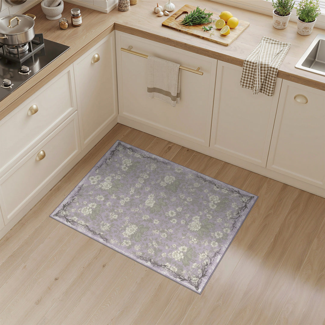 Purple Floral Vintage Area Rug