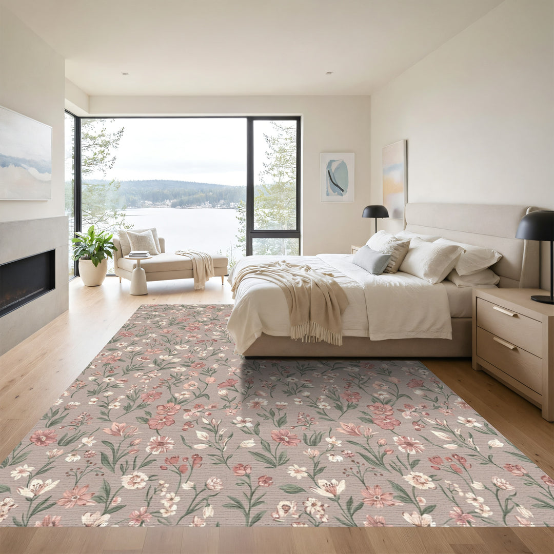 Dusty Rose Charming Wildflower Meadow Rug