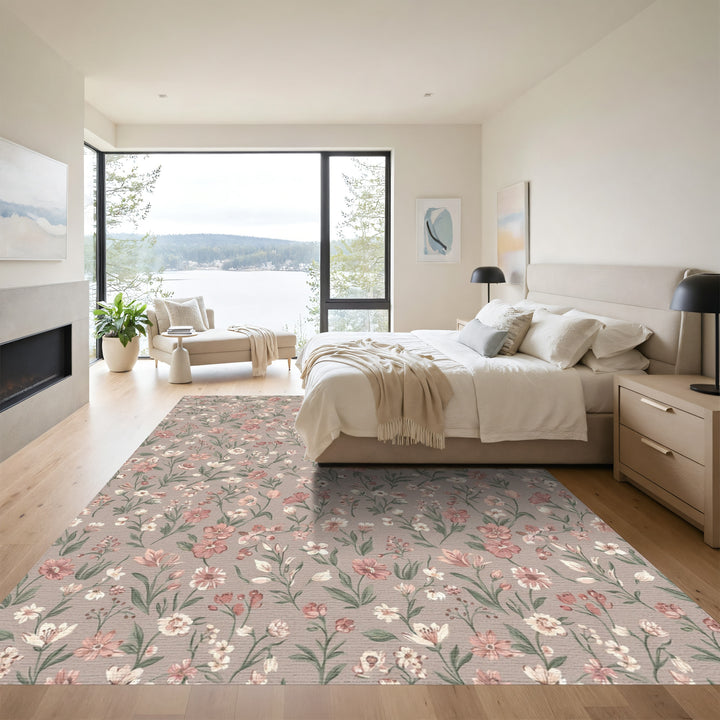 Dusty Rose Charming Wildflower Meadow Rug