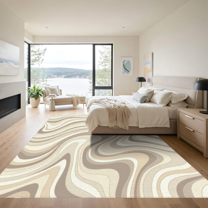 Earthy Swirl Abstract Lines Rug