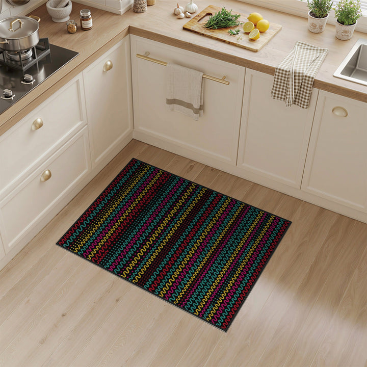 Multi-Color Wave Pattern Area Rug