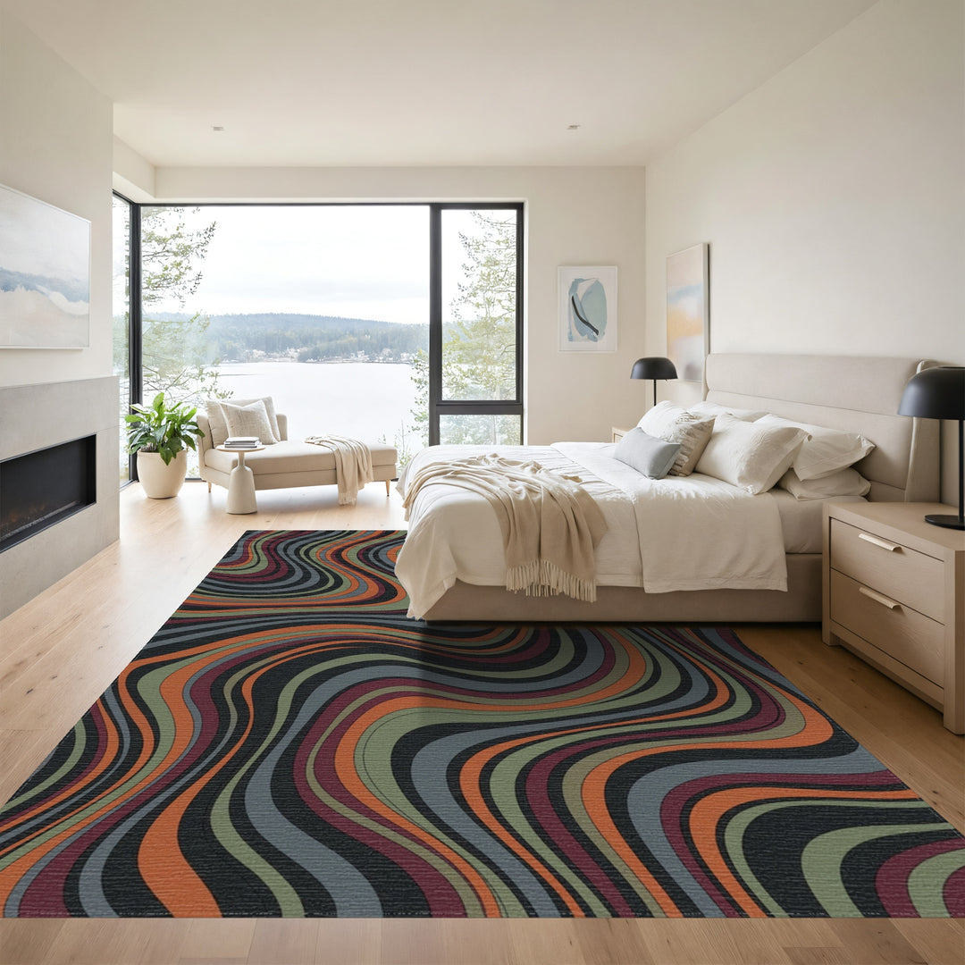Earthy Swirls Wavy Stripe Rug