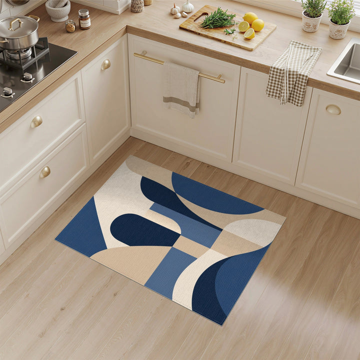 Navy Blue Geometric Area Rug