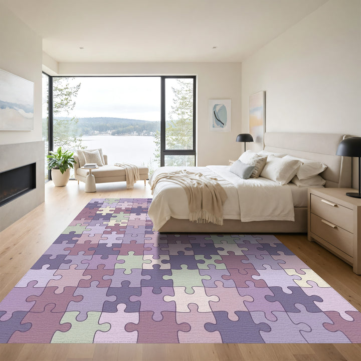 Soft Pastel Puzzle Pieces Rug