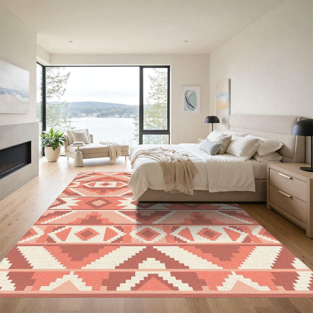 Geometric Coral Diamond Staircase Rug