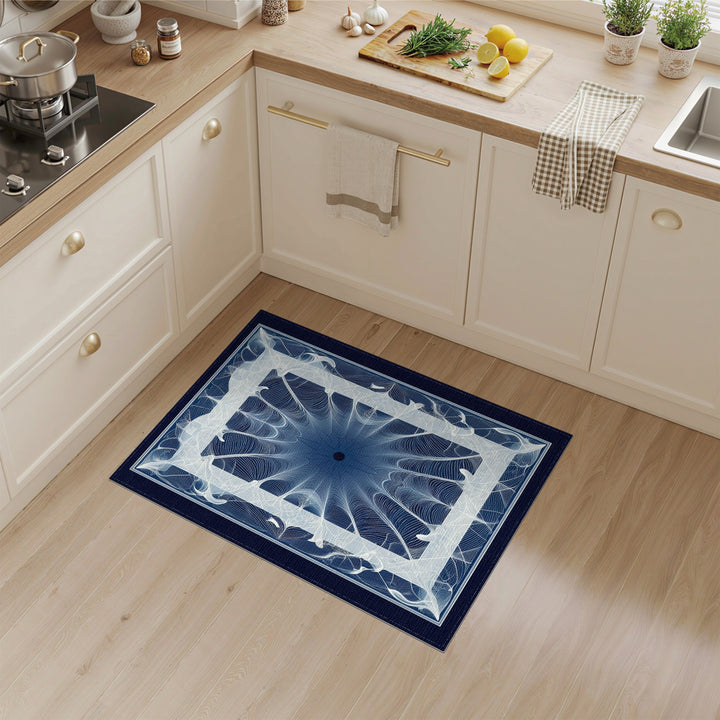 Blue Geometric Symmetry Area Rug