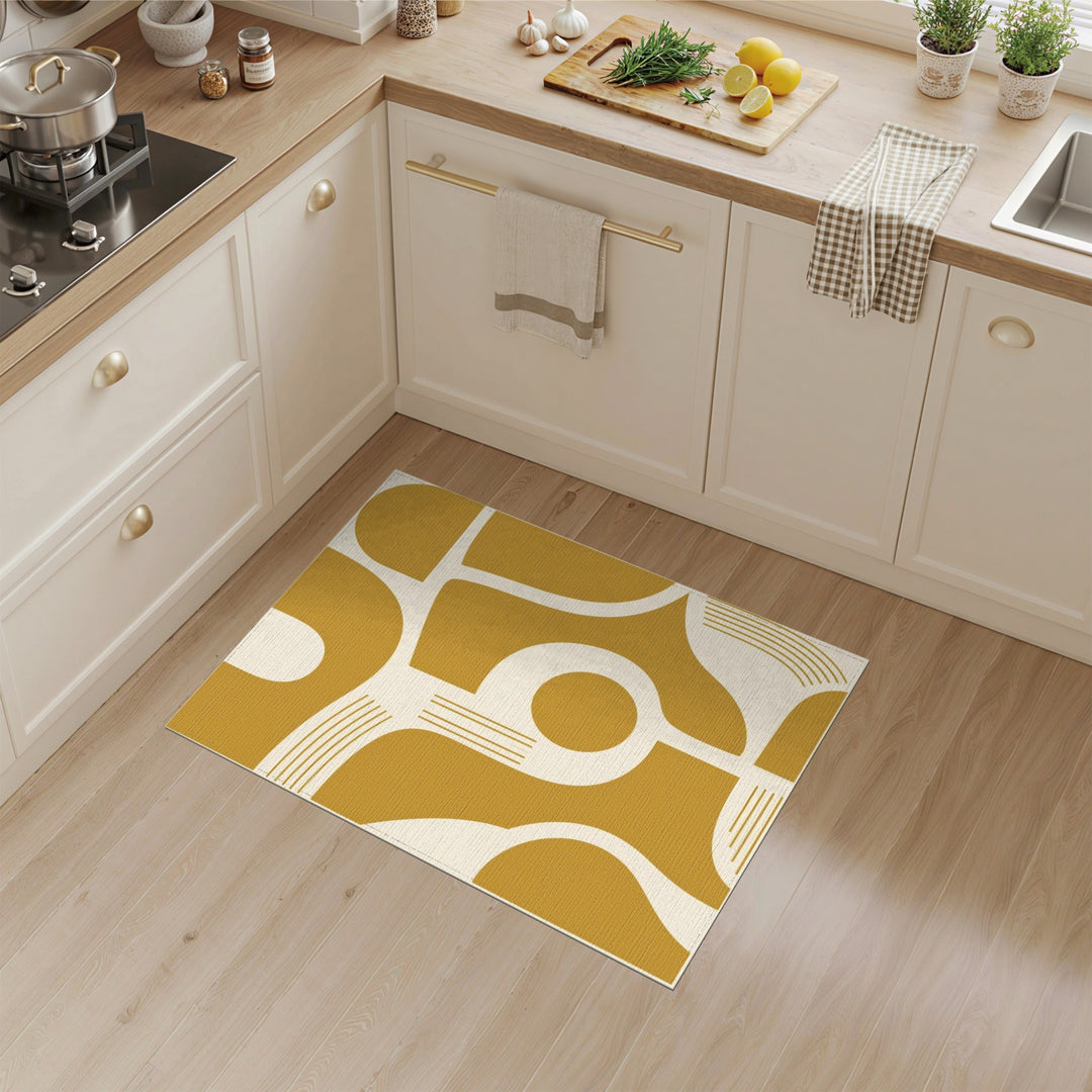 Yellow Abstract Area Rug