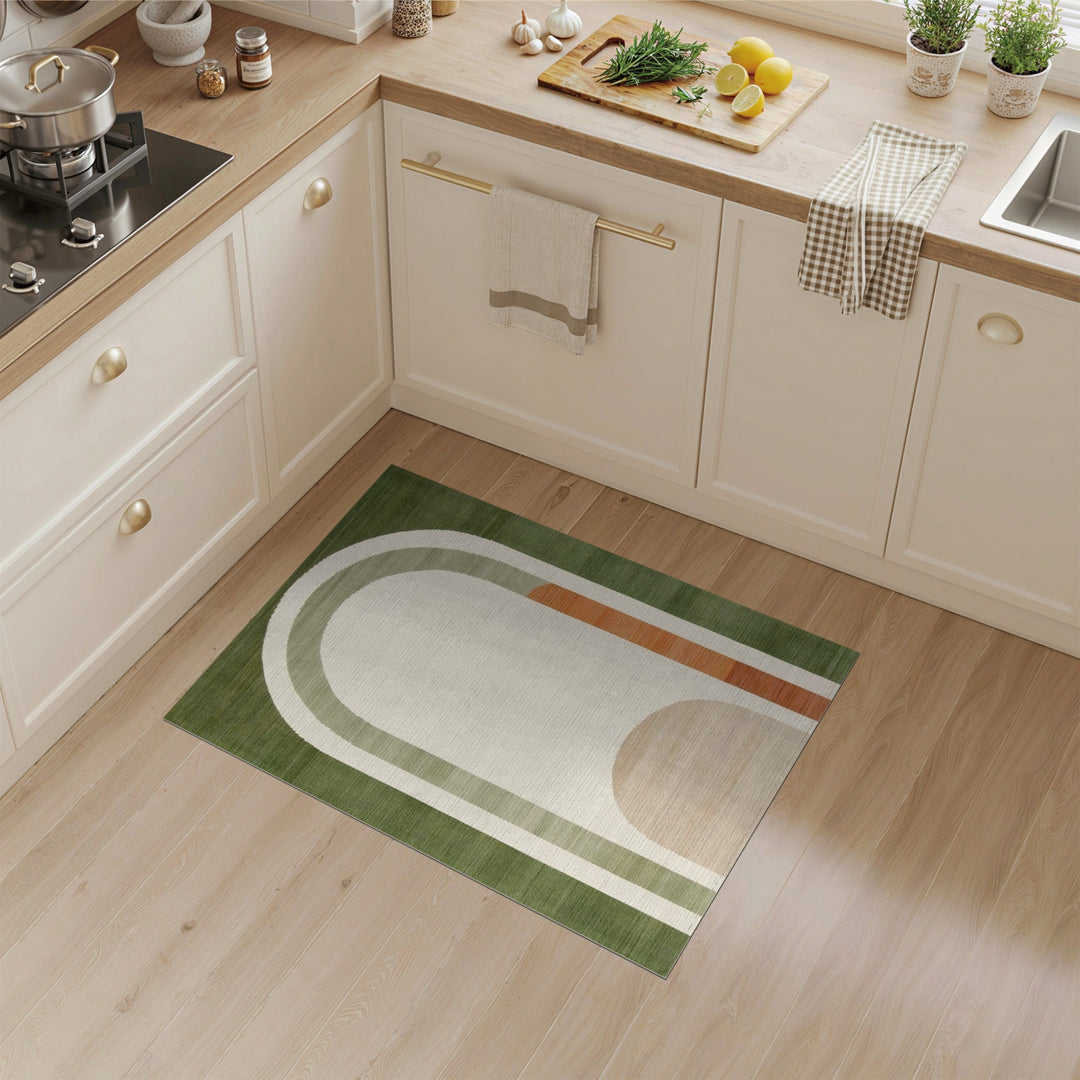 Green Geometric Arch Area Rug