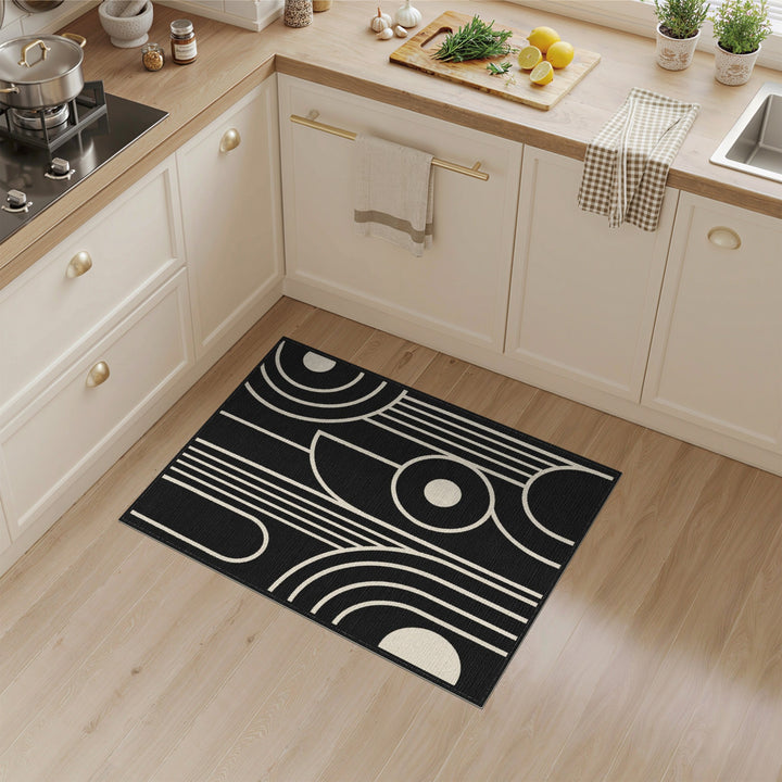 Black White Geometric Modern Area Rug