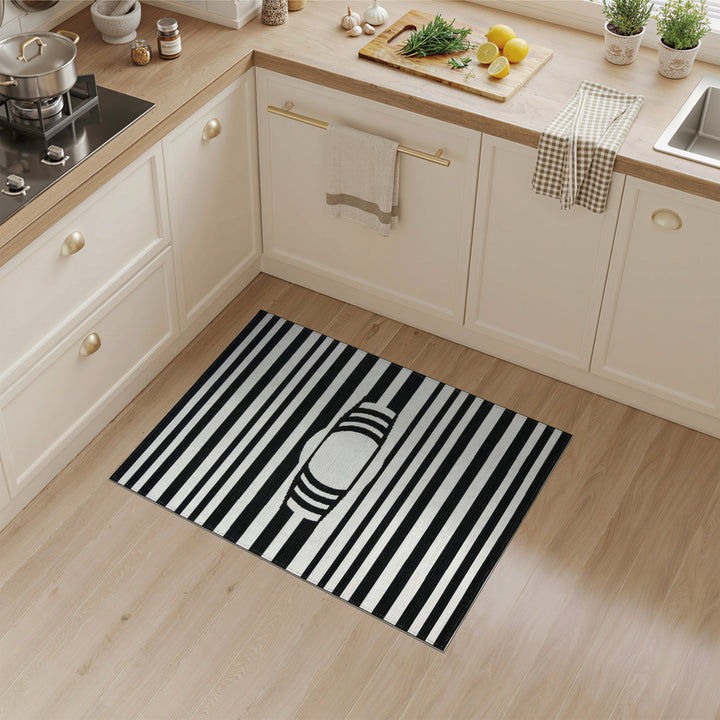 Black White Geometric Area Rug