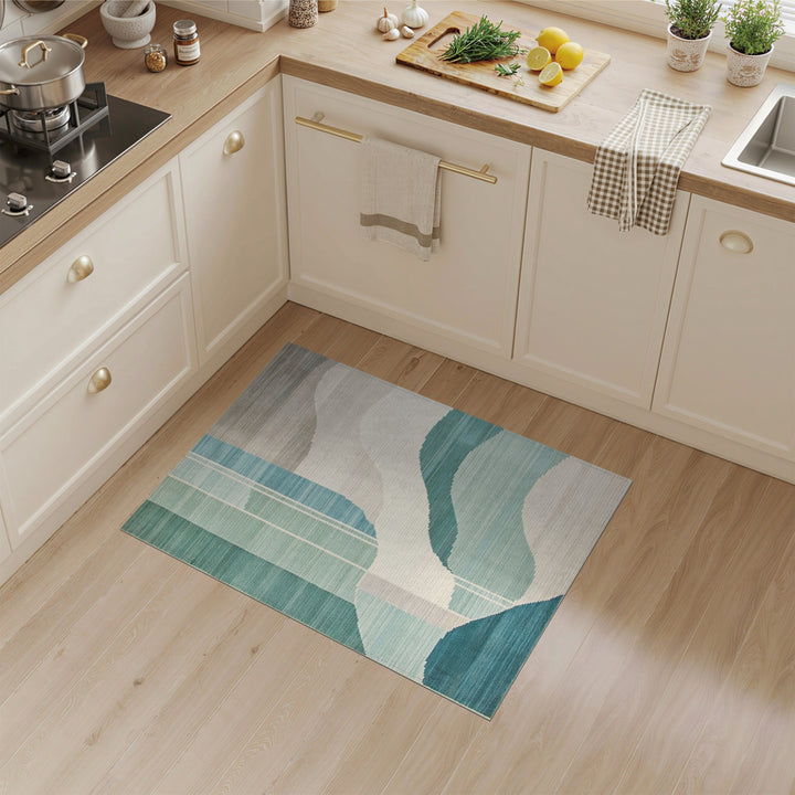 Blue Teal Wave Abstract Area Rug