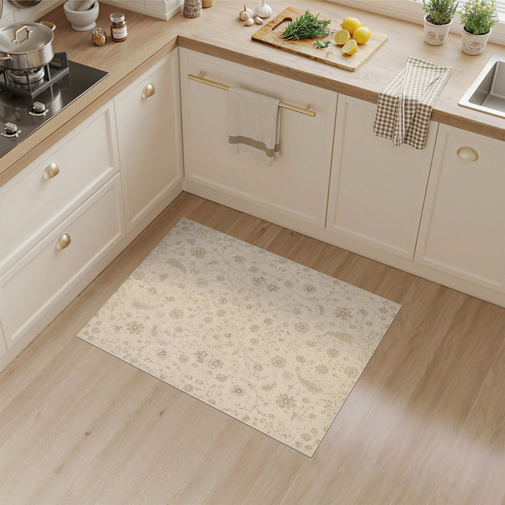 Beige Floral Vintage Area Rug