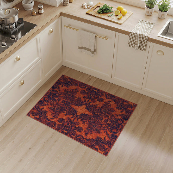 Floral Vintage Bold Red Floral Vintage Area Rug