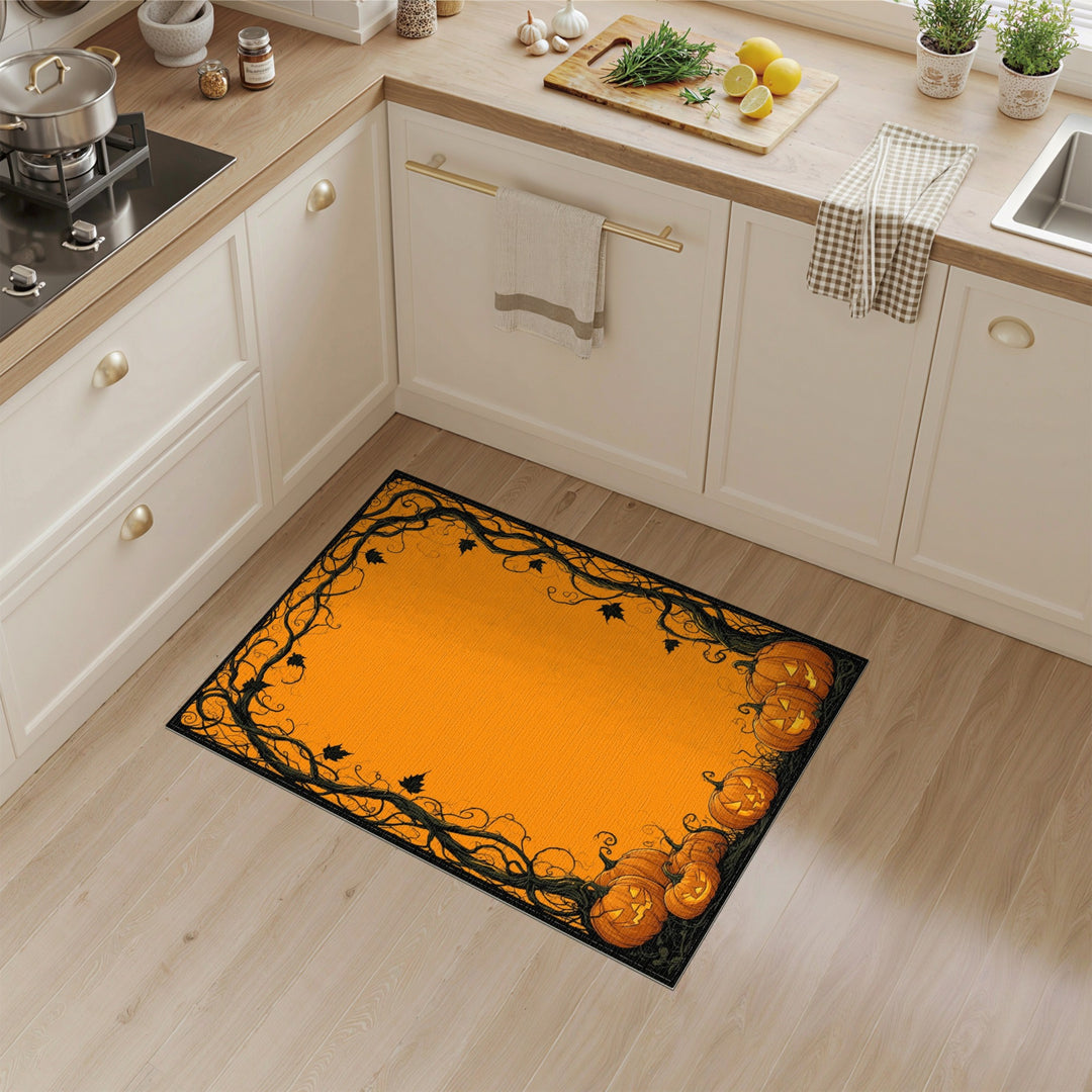 Pumpkin Vine Halloween Orange Area Rug
