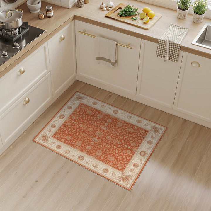 Traditional Persian Orange Floral Area Rug