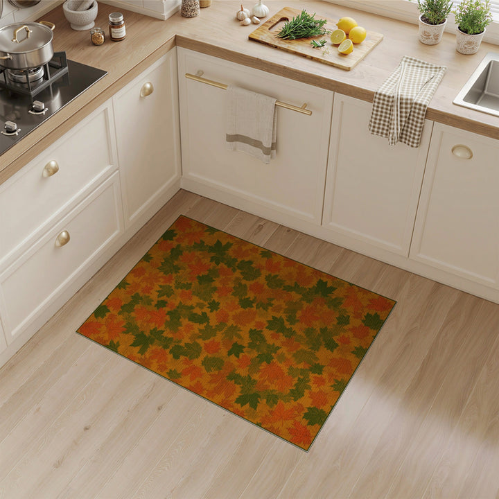 Autumn Maple Leaf Orange Area Rug