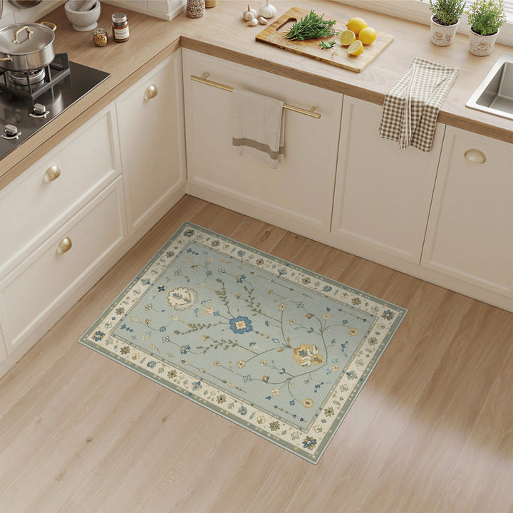 Blue Floral Vintage Area Rug