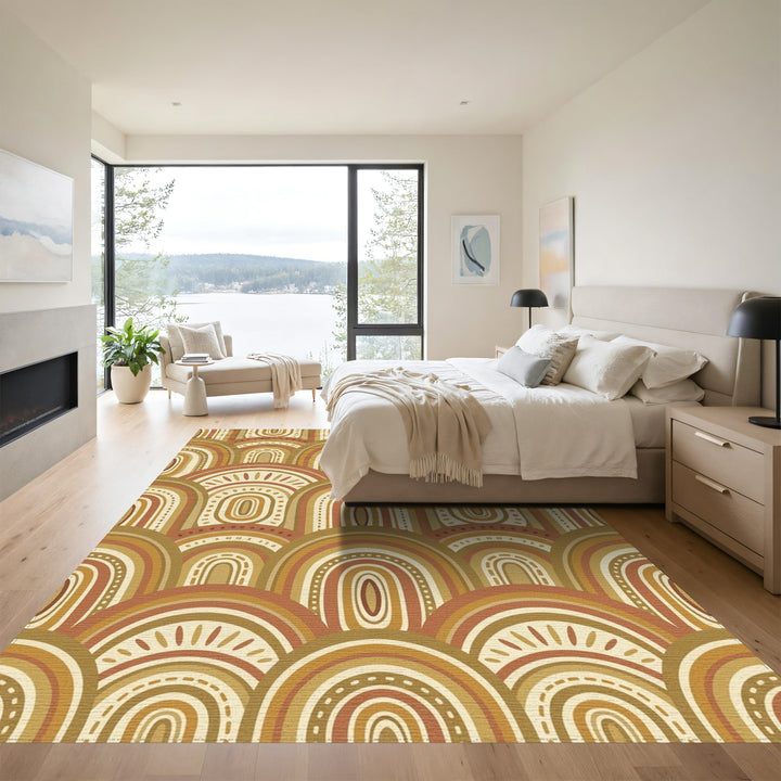 Earthy Boho Rainbow Arch Rug