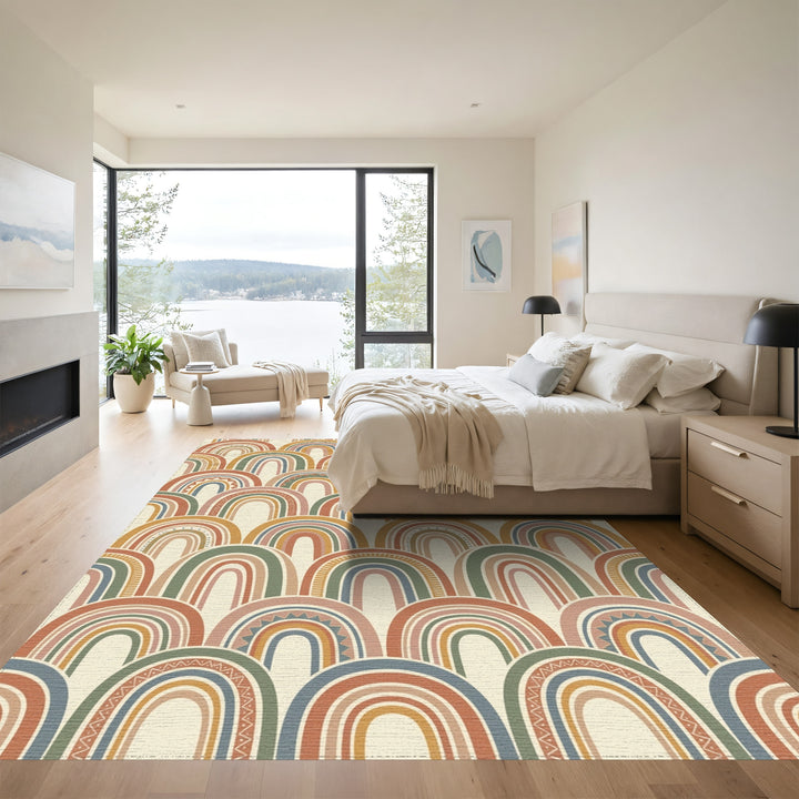Earthy Rainbow Arch Boho Mix Rug