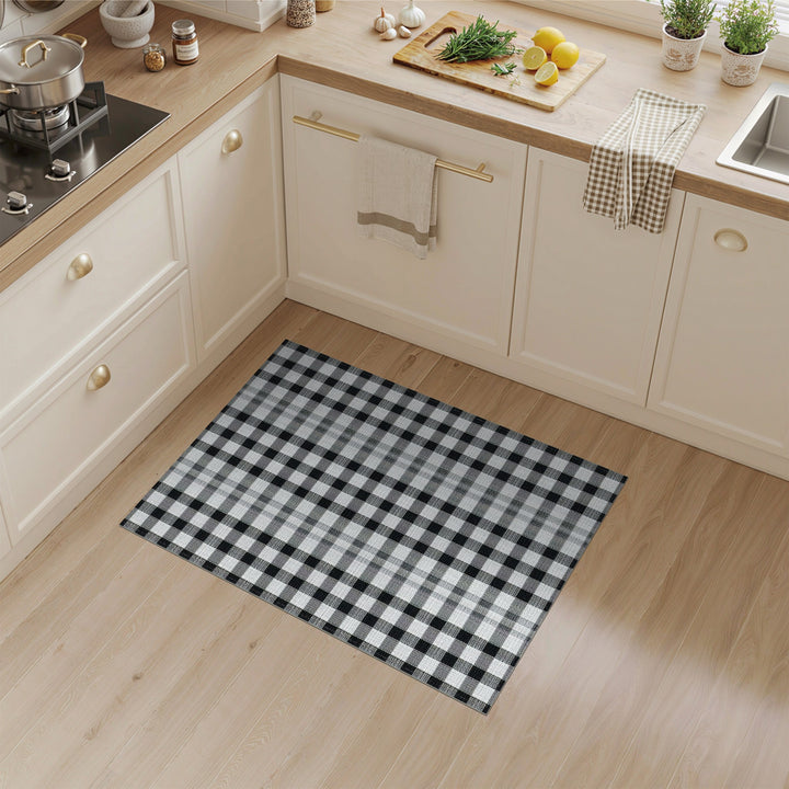 Black and White Checkered Washable Area Rug