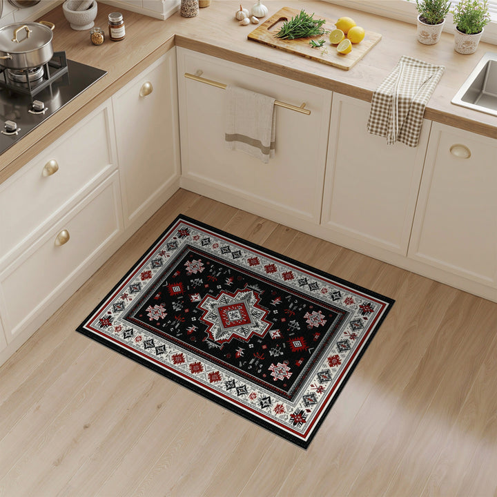Black Geometric Heritage Area Rug