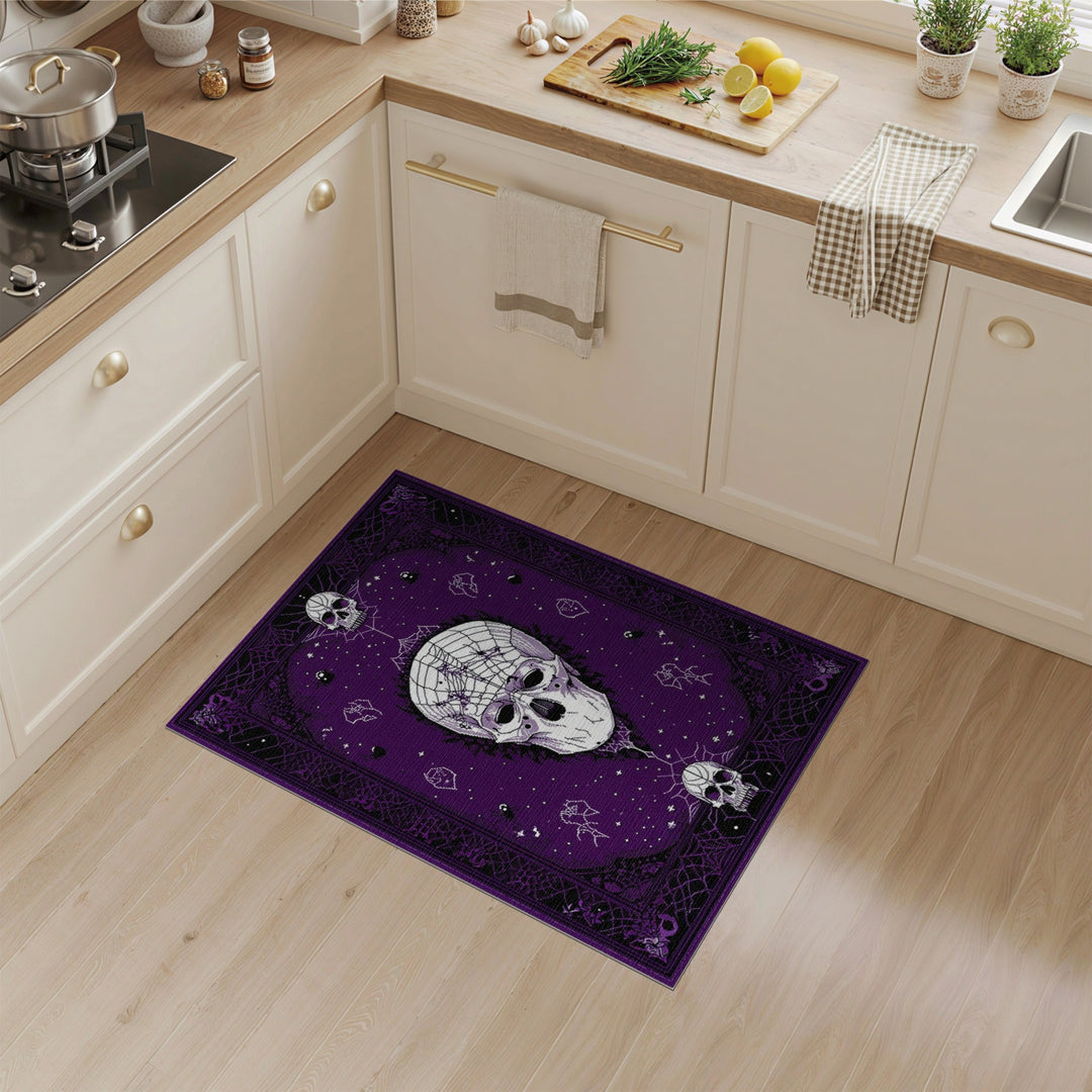 Purple Skull Spider Web Area Rug