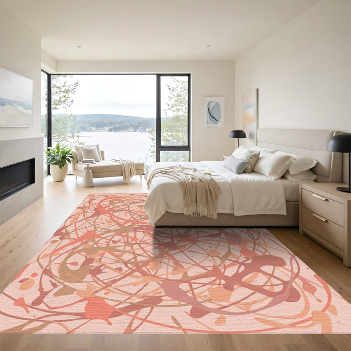 Terracotta Splash Abstract Swirl Rug