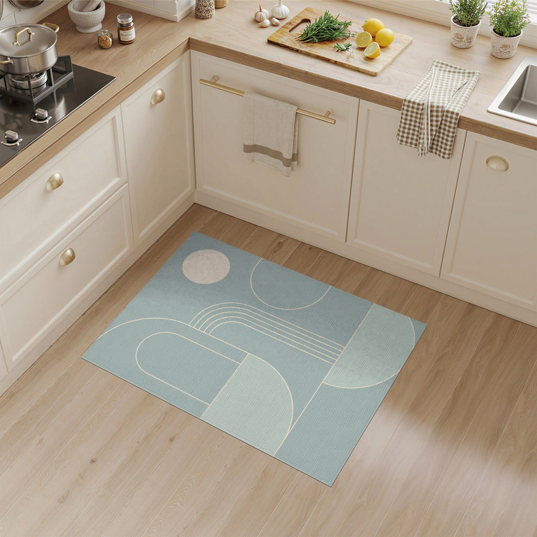 Blue and Teal Geometric Arch Area Rug