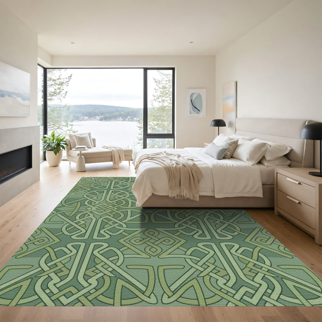Verdant Emerald Celtic Knotwork Rug