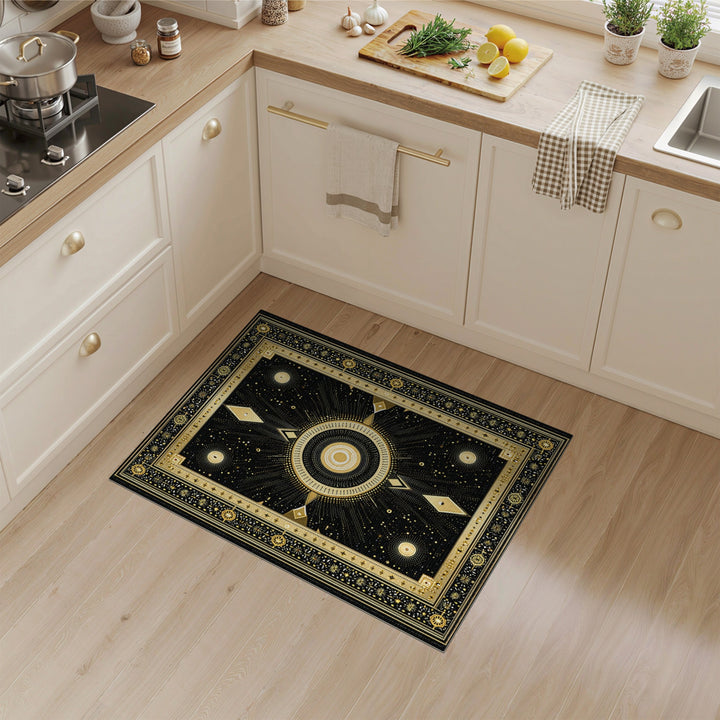 Gold Celestial Geometric Area Rug