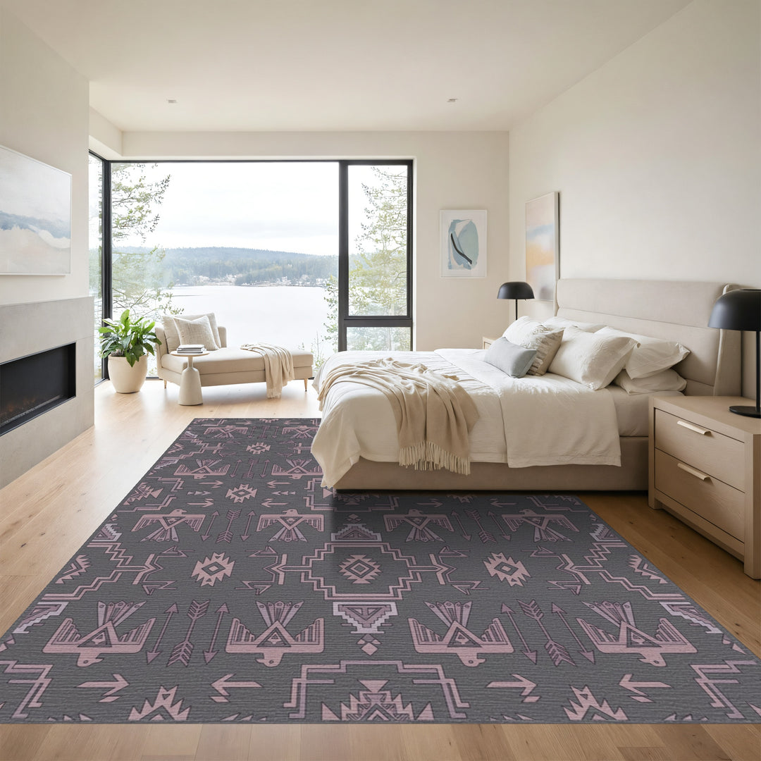 Ornate Native American Eagle Motif Rug