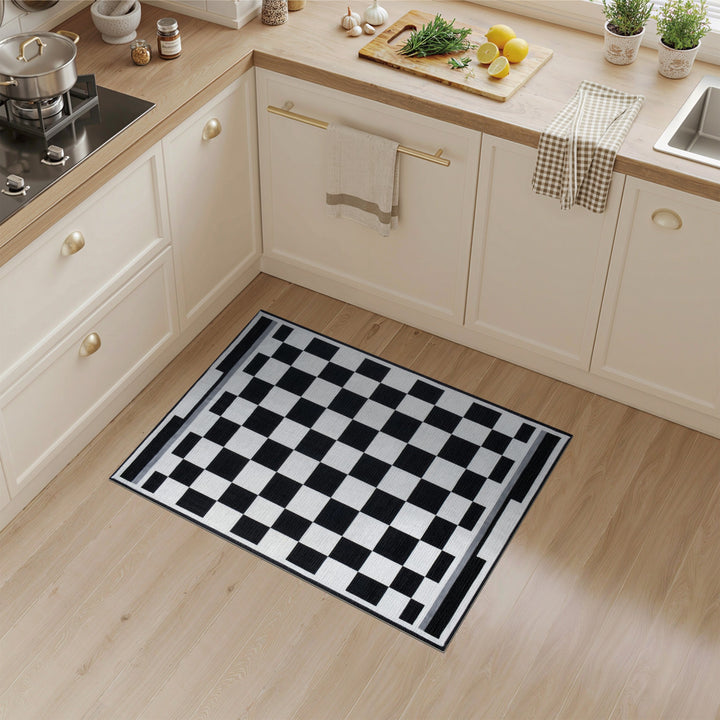Geometric Modern Black and White Black and White Checkered Area Rug