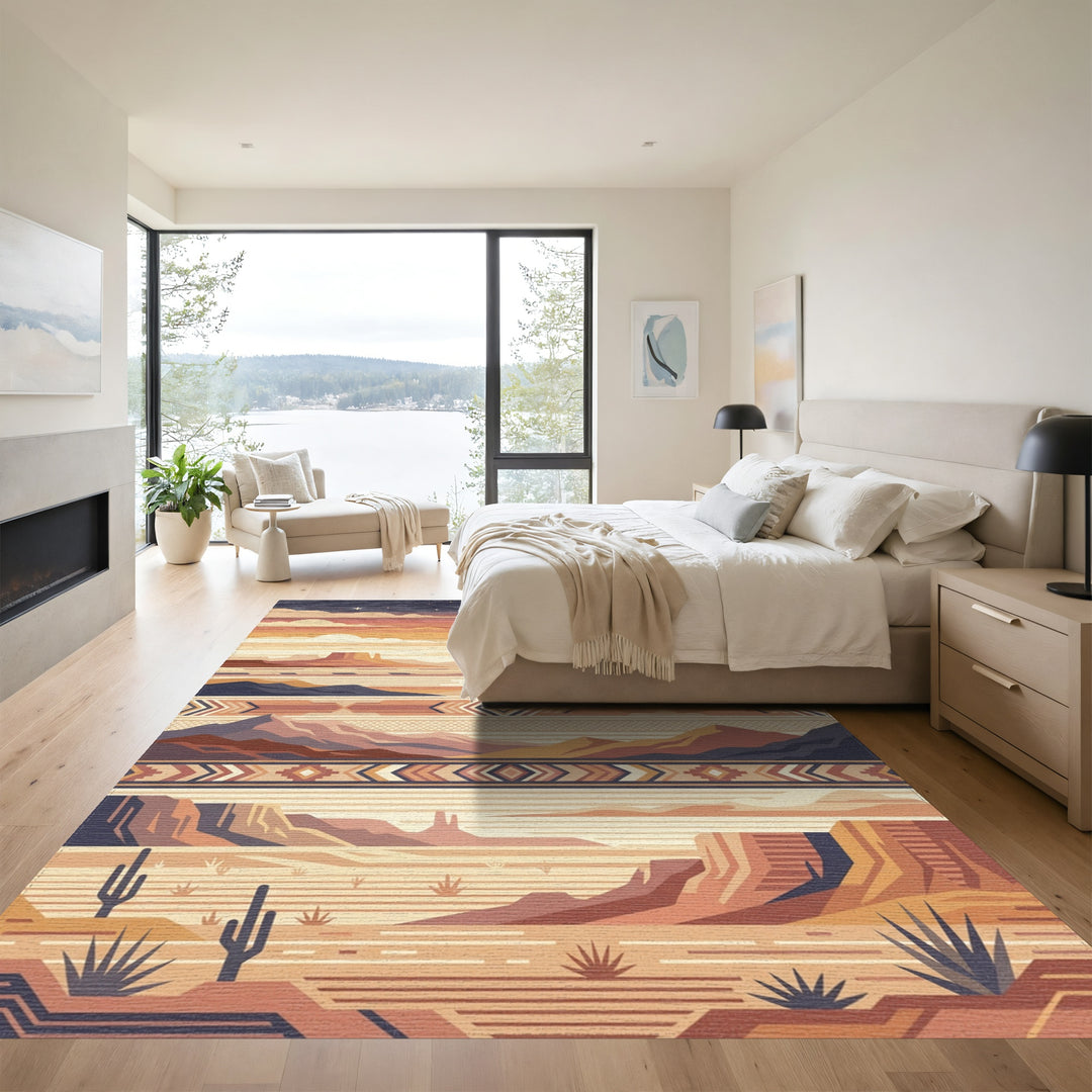 Desert Sky Geometric Horizon Layers Rug