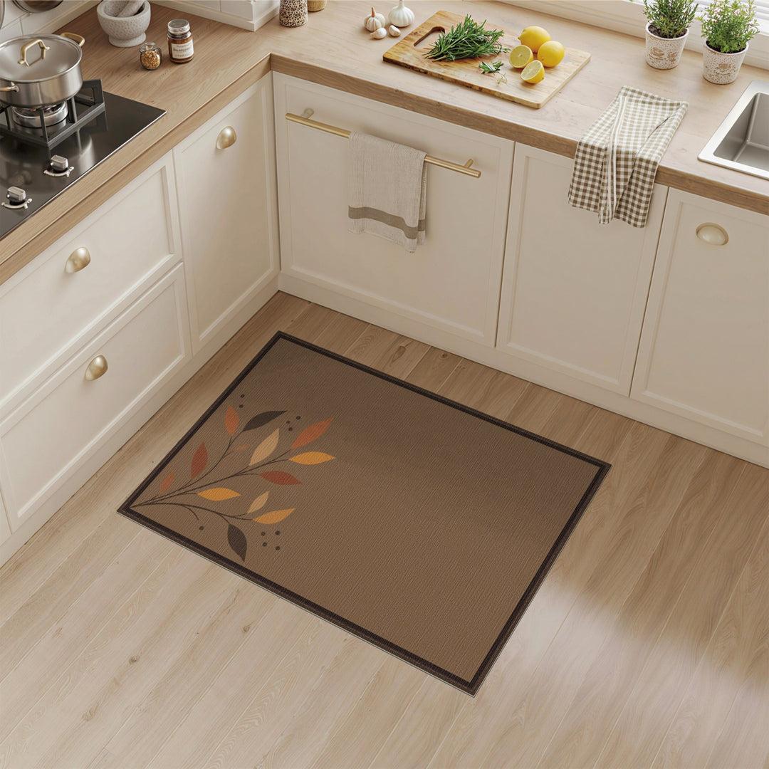 Autumn Leaf Branch Brown Area Rug