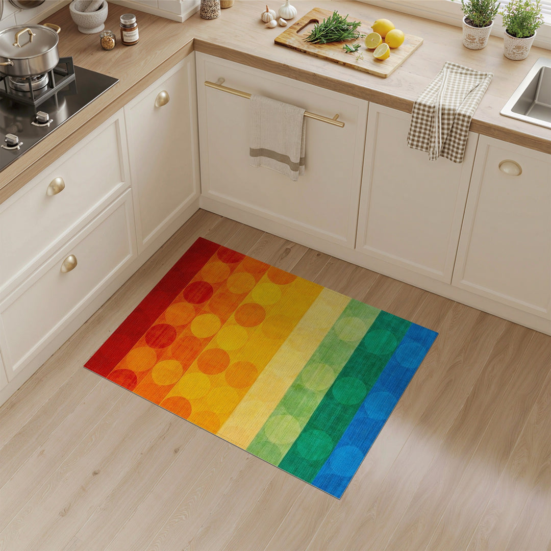 Rainbow Circle Geometric Area Rug
