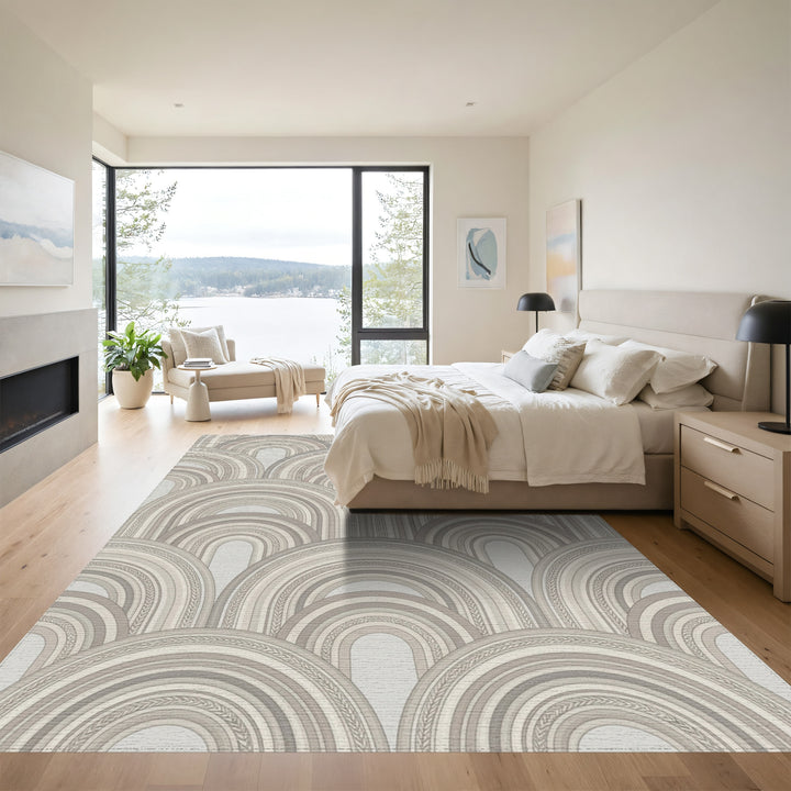 Tiered Arc Neutral Pastel Rug