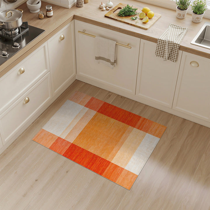 Geometric Modern Bold Orange Geometric Block Area Rug