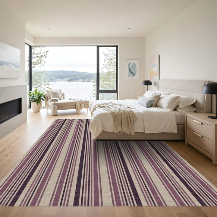 Subtle Plum And Taupe Stripes Rug