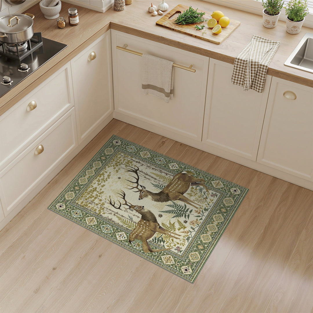 Rustic Forest Deer Area Rug